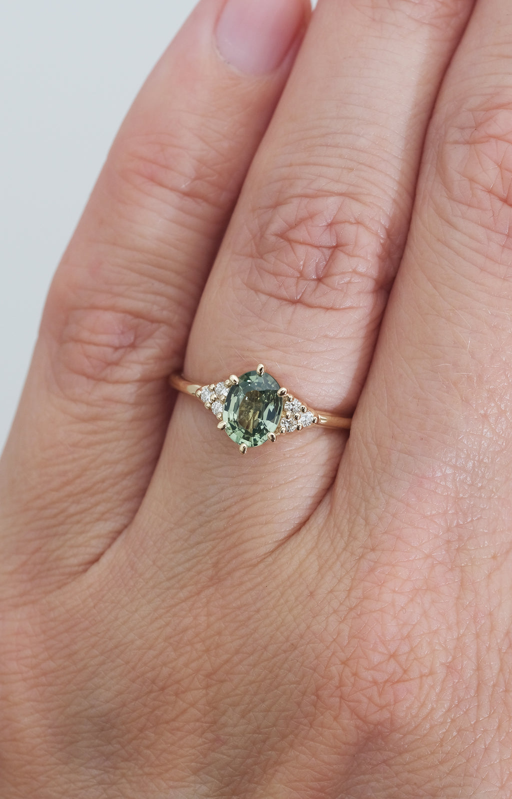 PRÊTE À PARTIR // Bague ISLA // Saphir vert sauge 1ct