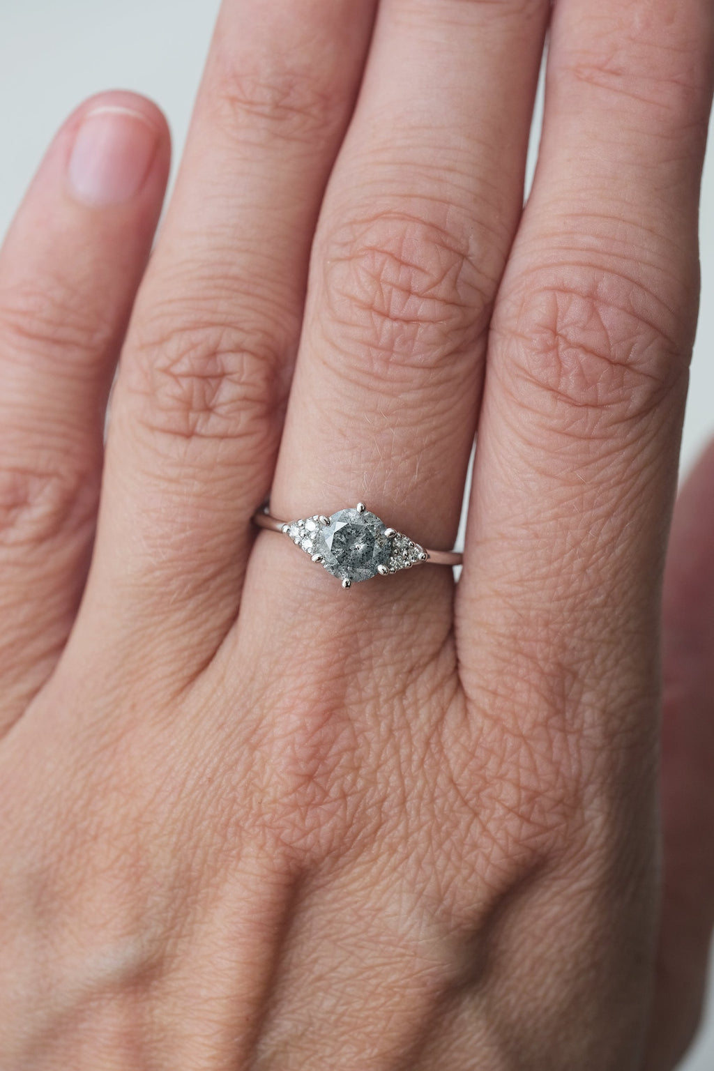 READY TO SHIP // TALIA ring // Salt and pepper gray diamond 1.11ct