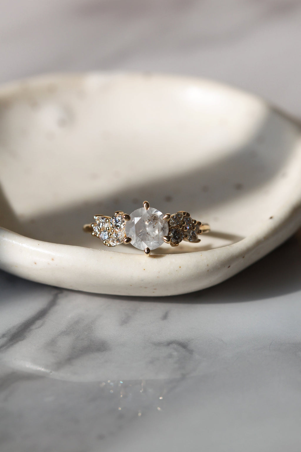 READY TO SHIP // MILANA ring // Salt and pepper white diamond 1.14ct